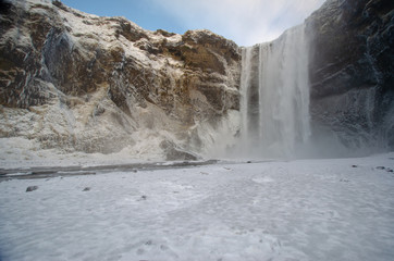 Iceland Waterfall Skógafoss on a winter day