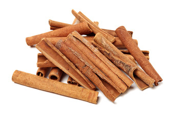 Cinnamon on white background