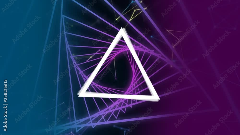Aufkleber connected point forming triangle with number on angle. turning on purple triangle corridor
