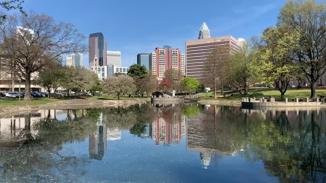 Charlotte, North Carolina skyline cityscape on a spring day