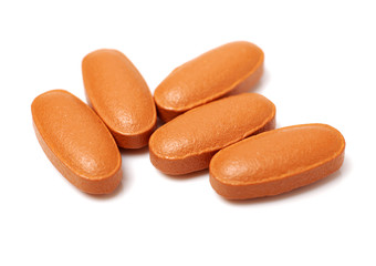 tablets on white background