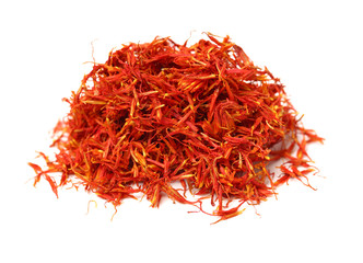 Dried safflower on white background