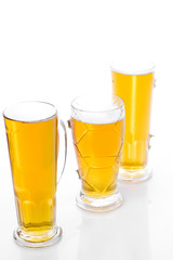 Beer mugs isolated white background