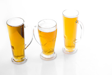 Beer mugs isolated white background