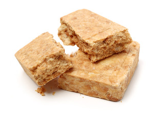 Compressed biscuit food  on white background