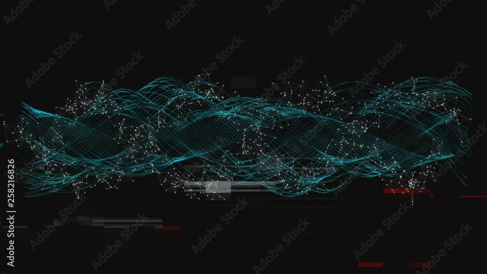 Poster dna helix rotating with wavy lines and glitching effect