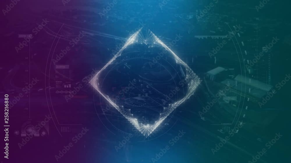 Poster luminous square appears and disappears on dark background