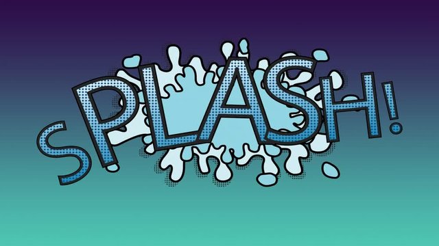 Word splash with splash behind on blue background