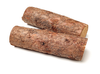 Pine logs on white background