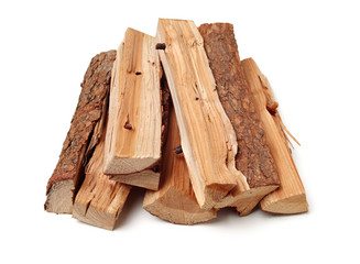 Pile of firewood isolated on a white background