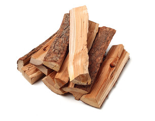 Pile of firewood isolated on a white background