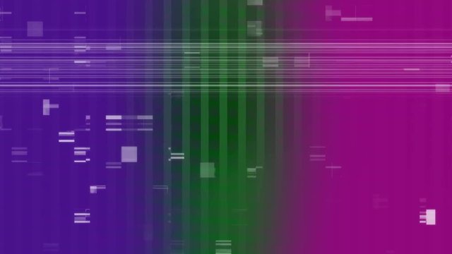 Animation of scrambled TV against grid pattern on tricolor background