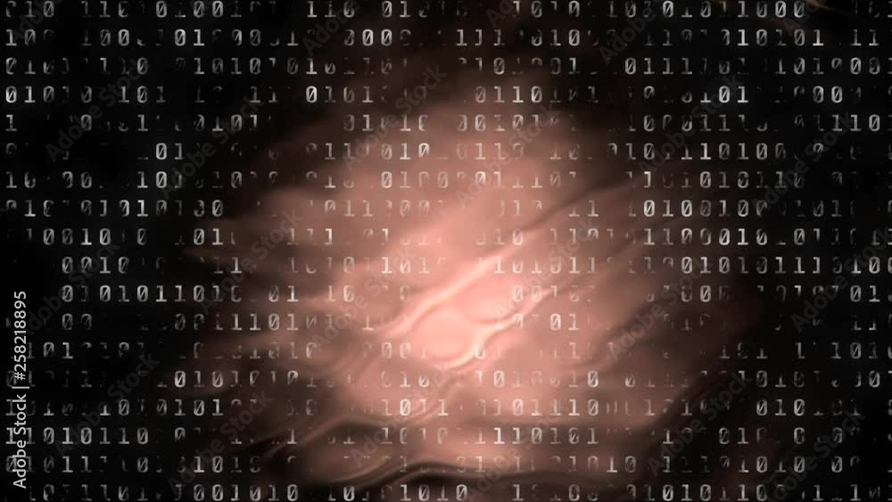 Poster binary codes surrounded by light effect against black background