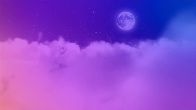Pink cloudy against purple starry sky