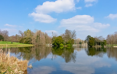 Panoramic view of Octagon Lake in Stowe, Buckinghamshire, United Kingdom