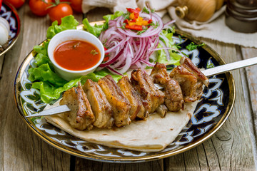 Kebab from lamb ribs