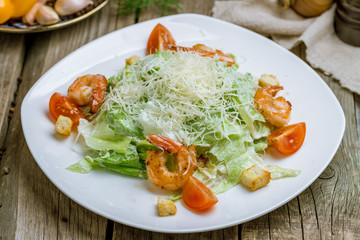 salad caesar with shrimps