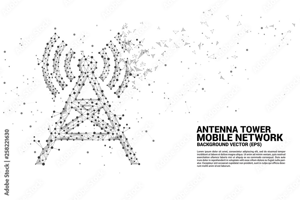 Aufkleber antenna tower icon polygon style from dot and line connection. concept of telecommunication mobile a