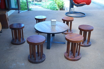 chairs and table in cafe