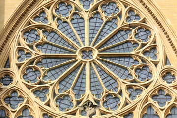 Obraz premium Rosace. Façade occidentale. 1220. Cathédrale Saint-Etienne. Metz. / The western façade. 1220. St. Stephen Cathedral. Metz.