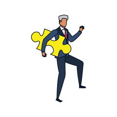 businessman with puzzle piece isolated icon