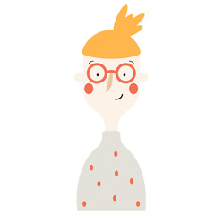 woman face flat illustration on white