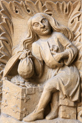 Représentation symbolique. L'Avarice. Portail de la Vierge. Cathédrale Saint-Etienne. Metz. /...