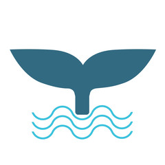 whale tail flat illustration on white