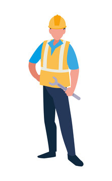 industrial worker with tools avatar character