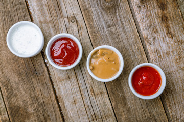 assorted sauces top view