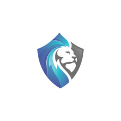 Lion Leo Head and Shield Logo Icon with Modern 3D Gradient Color Style