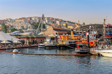 Istanbul, Turkey, 17 May 2015: Ships, Rahmi Koc Museum, Golden Horn, Beyoglu