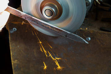 Sharpening Circular Saw, worker fabrication knife sharpener a circular saw blade