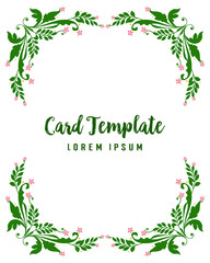 Vector illustration frame wreath and leaves with invitation card template