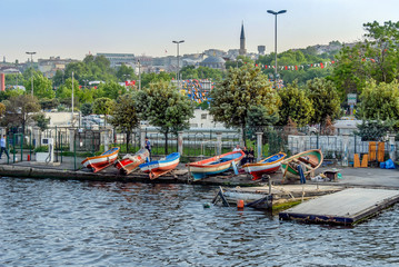 Istanbul, Turkey, 17 May 2015: Sandals, Golden Horn, Halic, Eyup, Pierloti