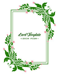 Vector illustration invitation card template with design green leafy floral frame