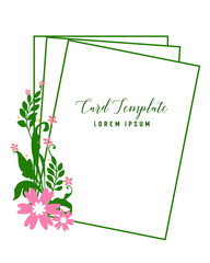 Vector illustration invitation card template with design green leafy floral frame