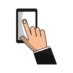 hand human with smartphone icon