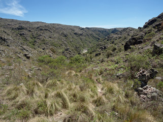 Fototapeta na wymiar The view at Cerro Blanco reserve, near Tanti and Los Gigantes, Cordoba, Argentina