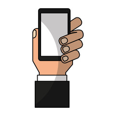 hand human with smartphone icon