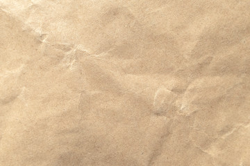 Brown crumpled paper texture background.