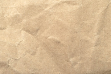 Brown crumpled paper texture background.
