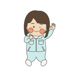 女性作業着ジャンプ