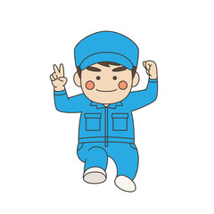 男性つなぎジャンプ