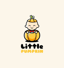 Cute baby logo template, with pumkin in halloween day