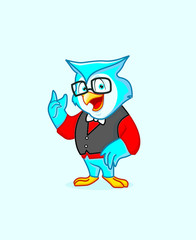 Owl character mascot, with glasses as a teacher
