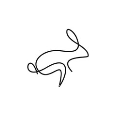 jumping rabbit illustration with one line art style