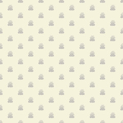 Seamless pattern with intricate frog buttons in geometric layout. Pastel grey and cream vector illustration.