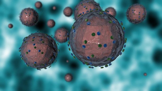 HCV - a group of dangerous Hepatitis C viruses. 3D CG rendering with alpha channel.