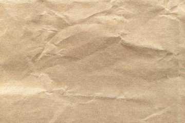 Brown crumpled paper texture background.